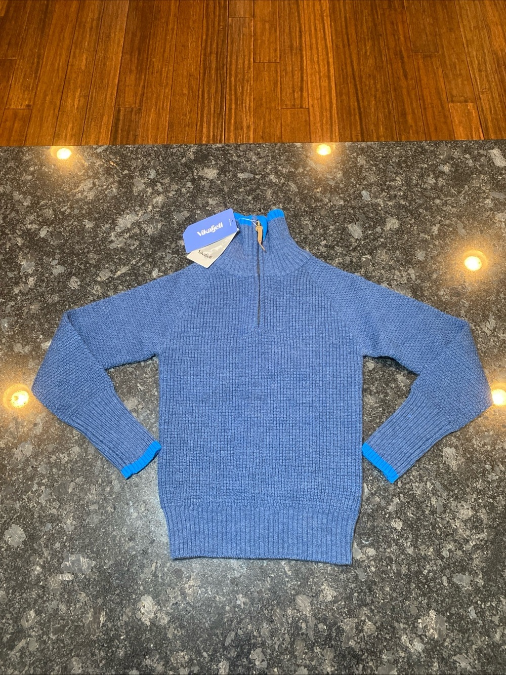 Vikafjell Blue Nordic Wool Blend Sweater Kids sz 10 Winter Ski NWT